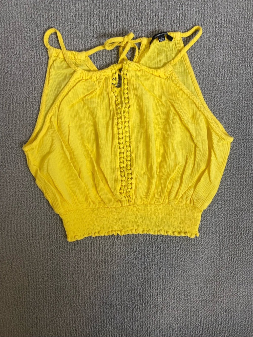 Ambiance Bright Yellow Halter Crop Top- Summer Beach Vacation Spring